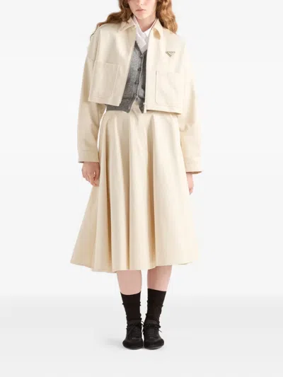 Prada Triangle-logo Jacket In Neutral