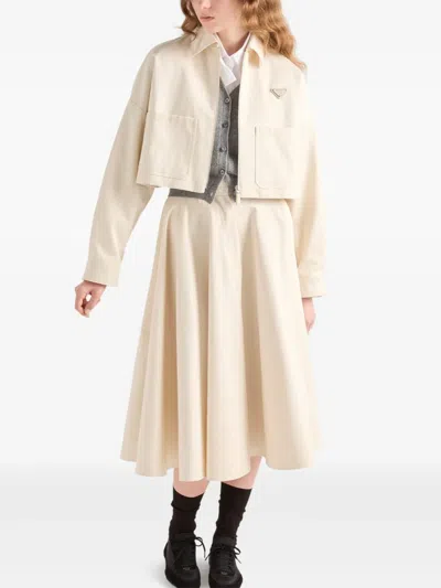 Prada Triangle-logo Jacket In Neutral