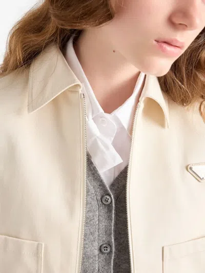 Prada Triangle-logo Jacket In Neutral