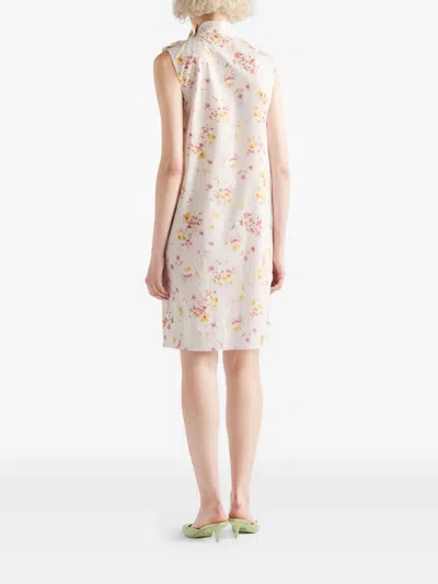 Prada Bouquet-print Sleeveless Poplin Dress In Animal Print