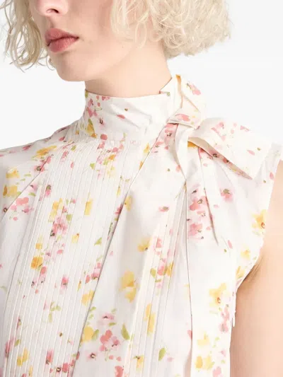 Prada Bouquet-print Sleeveless Poplin Dress In Animal Print