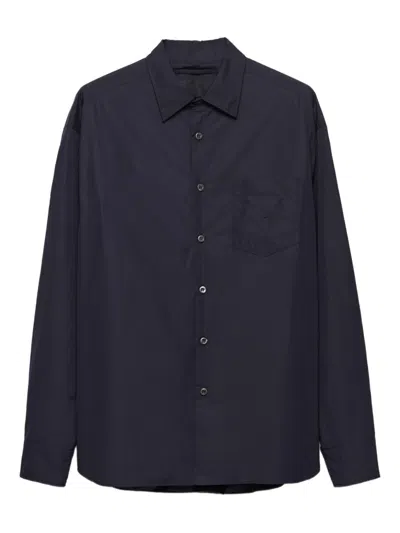 Prada Cotton Padded Shirt In Blue
