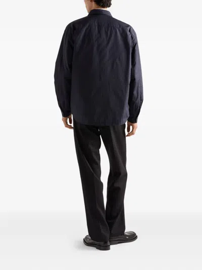 Prada Cotton Padded Shirt In Blue
