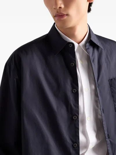 Prada Cotton Padded Shirt In Blue