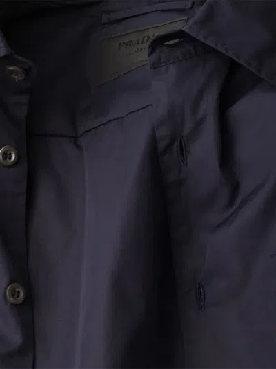 Prada Cotton Padded Shirt In Blue