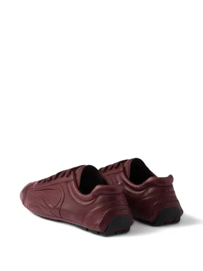 Prada Montecarlo Re-edition 2005 Antiqued Nappa Leather Sneakers In Burgundy