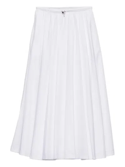 Prada Reversible Cotton Jersey And Re-nylon Circle Skirt In White