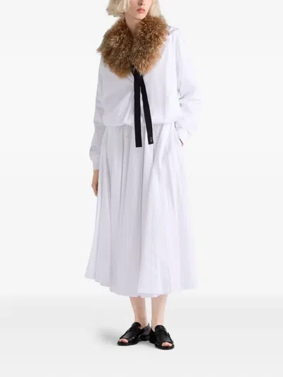 Prada Reversible Cotton Jersey And Re-nylon Circle Skirt In White