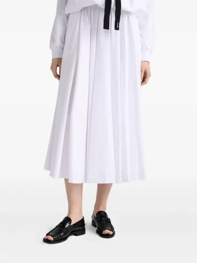 Prada Reversible Cotton Jersey And Re-nylon Circle Skirt In White