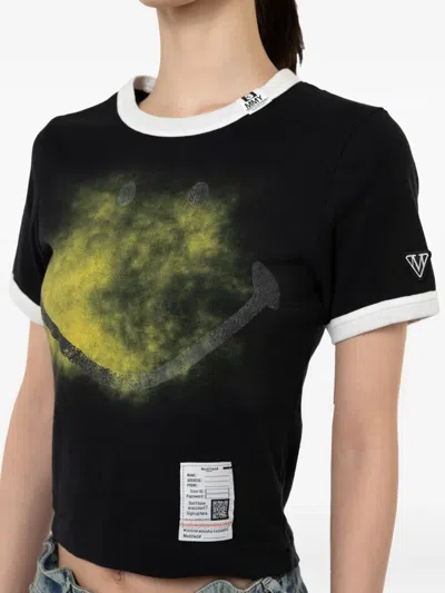 Miharayasuhiro Smiley Face-print T-shirt In Black