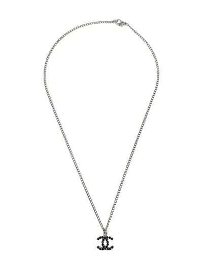 Pre-owned Chanel 2005 Cc Logo-pendant Necklace In Silver