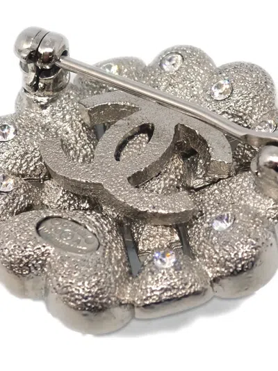 Pre-owned Chanel Crystal-embellished Floral Brooch