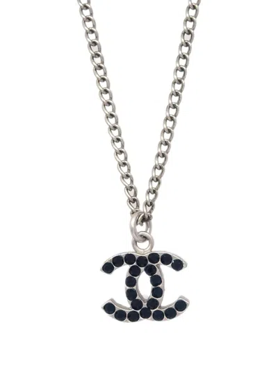 Pre-owned Chanel 2005 Cc Logo-pendant Necklace In Silver