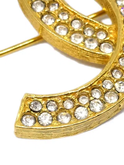 Pre-owned Chanel 1990-2000s Crystal-embellished Logo Brooch