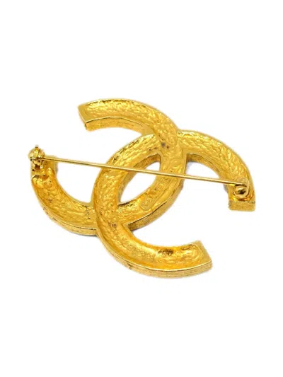 Pre-owned Chanel 1990-2000s Crystal-embellished Logo Brooch