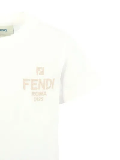 Fendi White T-shirt For Kids With Logo In White