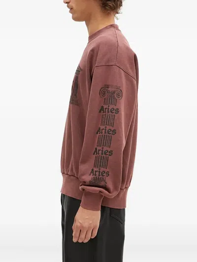 Aries Temple-print Sweatshirt In Pink