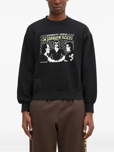 Aries Crew-neck Graphic-print Sweatshirt In Black