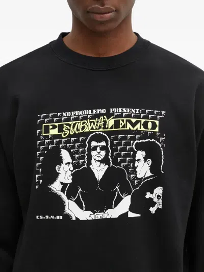 Aries Crew-neck Graphic-print Sweatshirt In Black