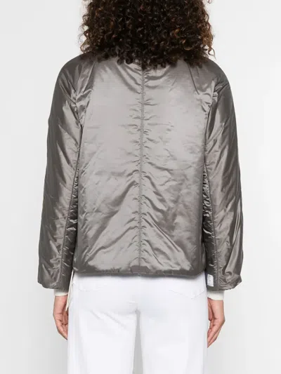 Max Mara Green Padded Buttoned Jacket In Gray