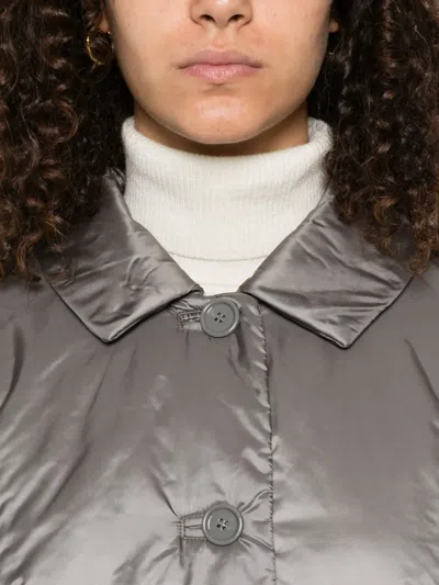 Max Mara Green Padded Buttoned Jacket In Gray