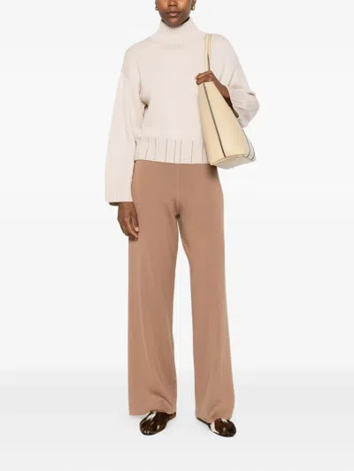 Fabiana Filippi Wool Turtleneck Sweater With Dropped Shoulders In Neutral