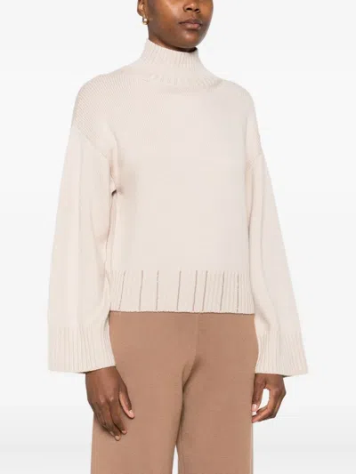 Fabiana Filippi Wool Turtleneck Sweater With Dropped Shoulders In Neutral