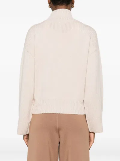 Fabiana Filippi Wool Turtleneck Sweater With Dropped Shoulders In Neutral