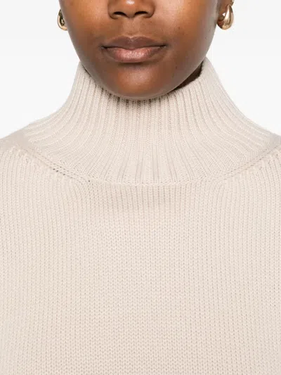 Fabiana Filippi Wool Turtleneck Sweater With Dropped Shoulders In Neutral