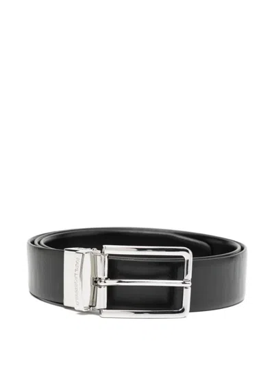 Karl Lagerfeld Monogram Reversible Belt In Black