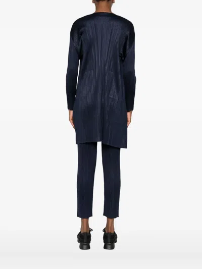 Issey Miyake Pleated Open-front Cardigan In Black