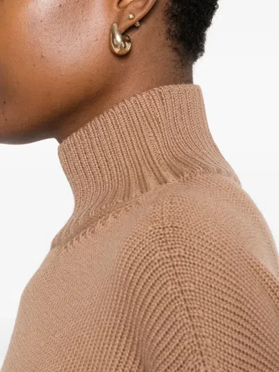 Fabiana Filippi Wool Turtleneck Sweater With Dropped Shoulders In Brown