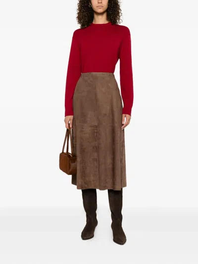 S Max Mara Round-neck Wool Jumper In Red