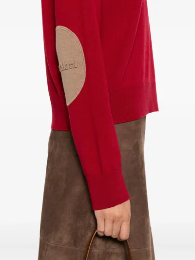 S Max Mara Round-neck Wool Jumper In Red