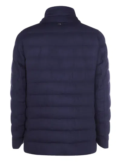 Herno La Giacca Water Resistant Down Blazer With Removable Bib In Blue