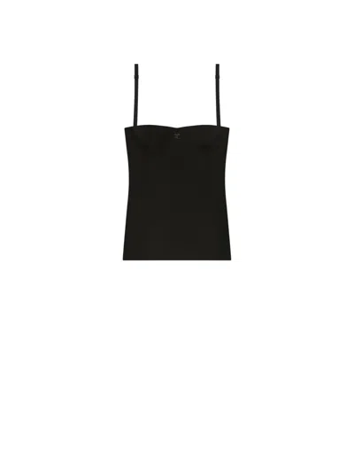 Courrèges Spaghetti-strap Bustier Top In Black
