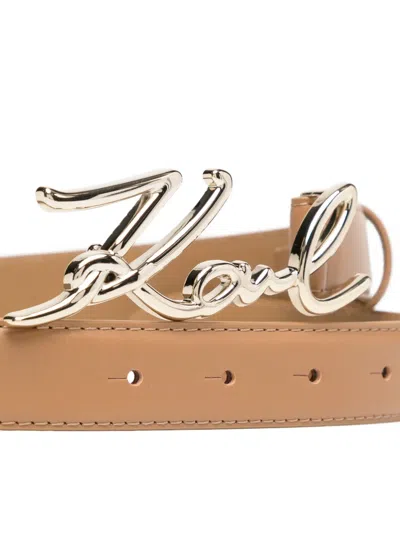 Karl Lagerfeld Signature Belt In Brown