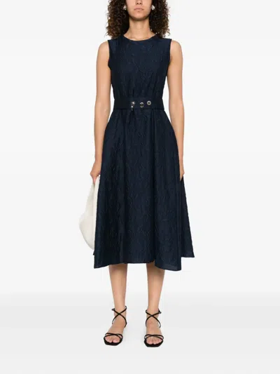 S Max Mara Floral-embroidered Sleeveless Midi Dress In Black