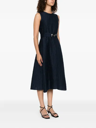 S Max Mara Floral-embroidered Sleeveless Midi Dress In Black