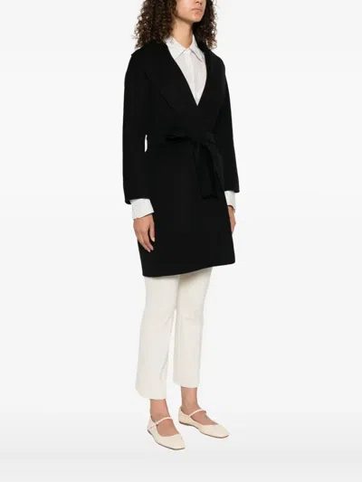 S Max Mara Messi Belted Coat In Black