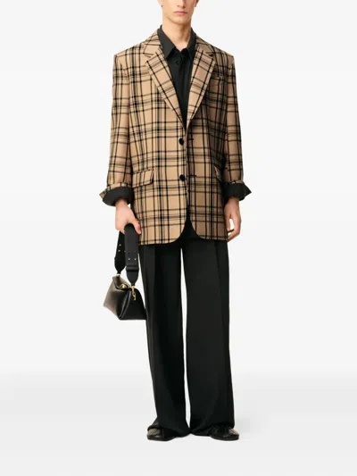 Ami Alexandre Mattiussi Brown Wool Checked Loose Jacket Brown In Brown