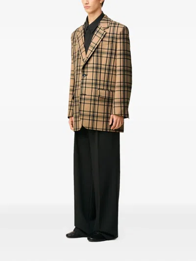 Ami Alexandre Mattiussi Brown Wool Checked Loose Jacket Brown In Brown