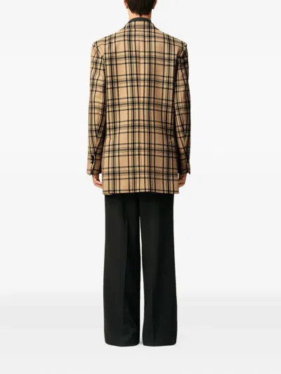 Ami Alexandre Mattiussi Brown Wool Checked Loose Jacket Brown In Brown