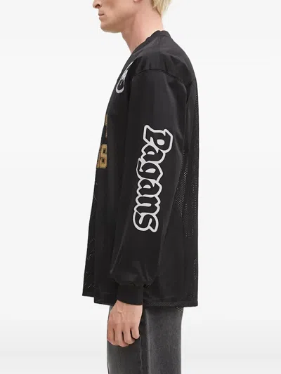 Aries Mesh-panel Long-sleeve Jersey In Black