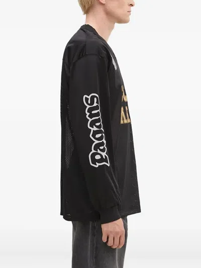 Aries Mesh-panel Long-sleeve Jersey In Black