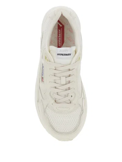 Autry White Leather And Mesh Hyperway Sneakers In White