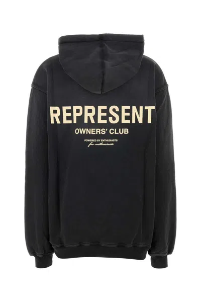 Represent Charcoal Cotton Sweatshirt In Black