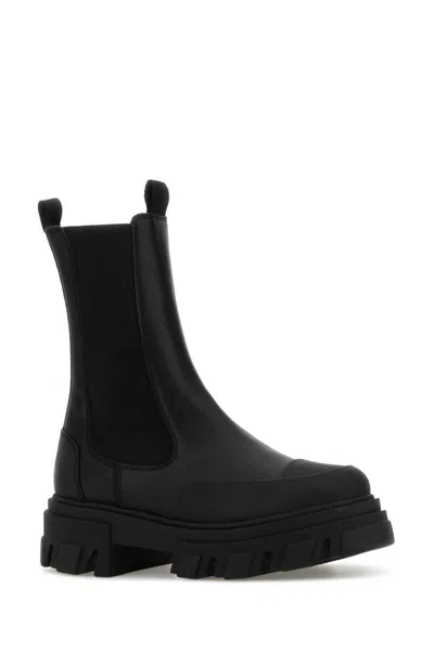 Ganni Leather Ankle Boots Boots And Ankle Boots Black