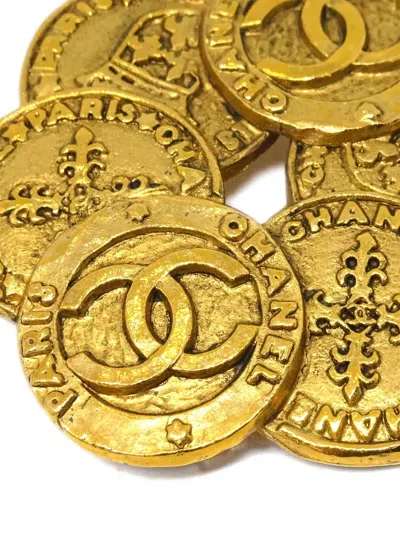 Pre-owned Chanel 1990-2000s Cc Brooch Pin In Gold