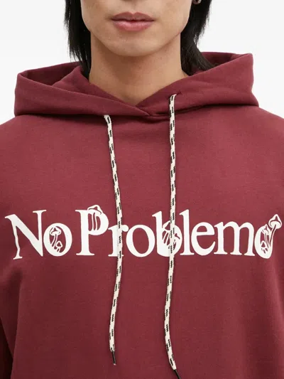 Aries Funghi Problemo Mushroom-print Drawstring Hoodie In Burgundy